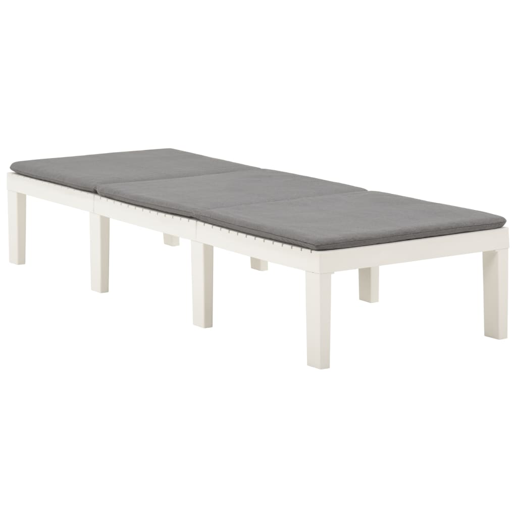 Chaise longue avec coussin Plastique Blanc - 2