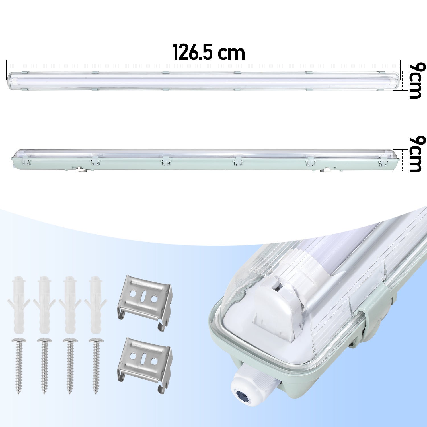 4x wodoodporna lampa listwowa LED do świetlówek T8 LED, IP65, lampa listwowa LED, 120 cm, 1 x 18 W, neutralna biel - 2