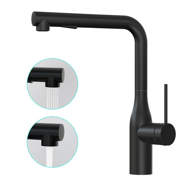Cecipa MAX Mitigeur avec Douchette Extractible Noir Mitigeur de Cuisine avec Douchette Extractible Mitigeur Évier avec 2 Modes de Sortie D'eau