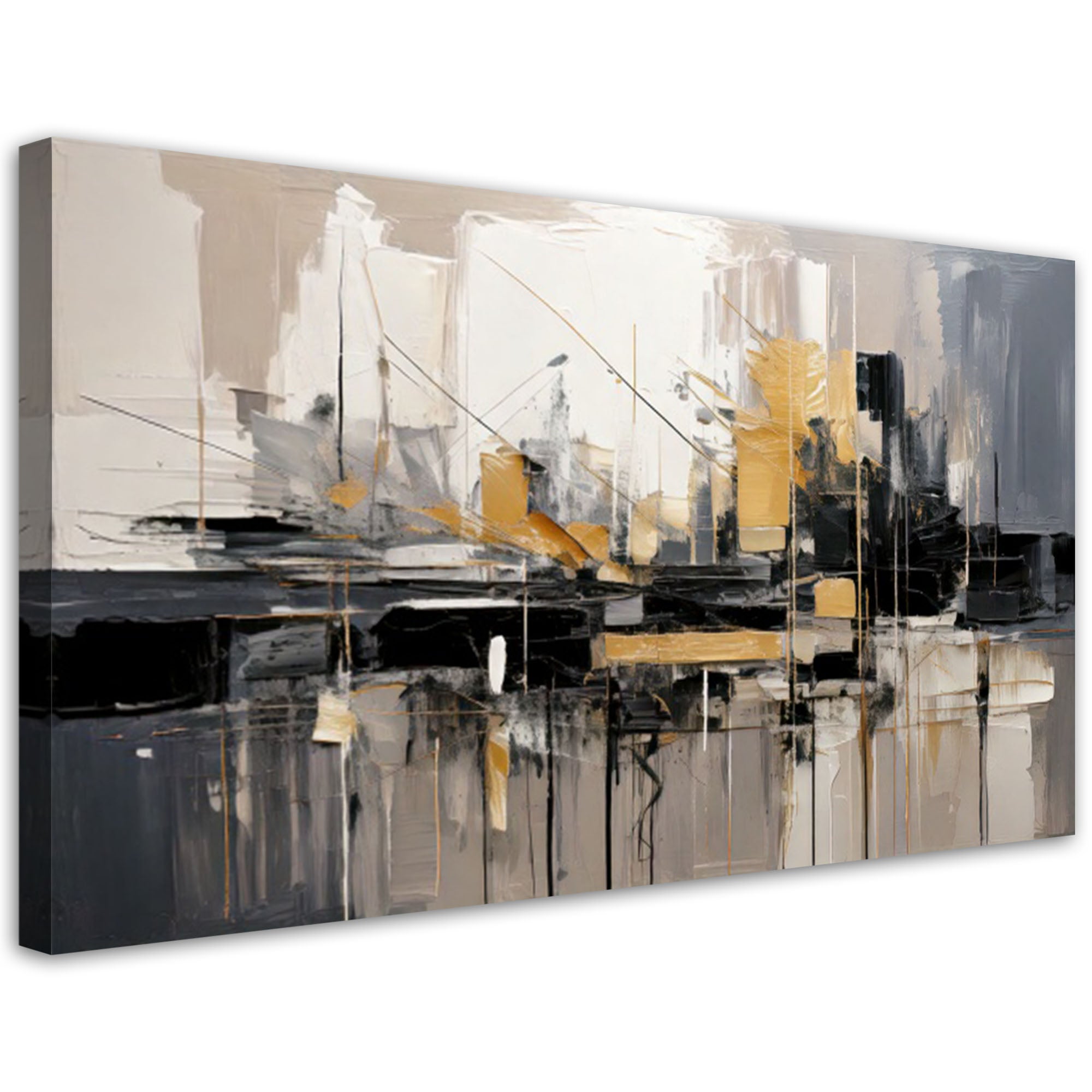 Obraz miasto abstrakcja złoty 100x50