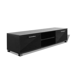 Meuble TV Design Industriel 120x34x63 Cm Noir - 4 Compartiments Ouverts + Armoire - Panneau Particules/métal