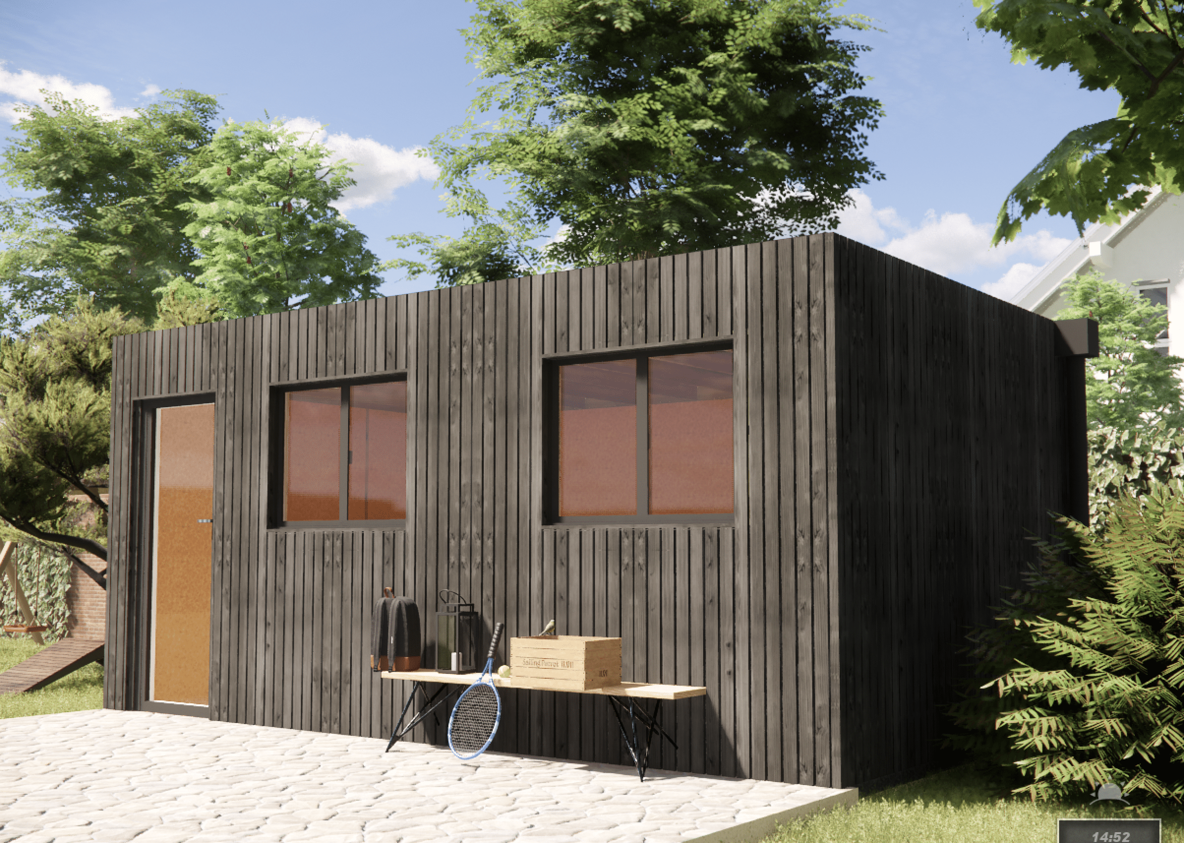 Extension maison en bois en bois 5,5 x 3,5 x 2,7 m avec plancher isolé - 6
