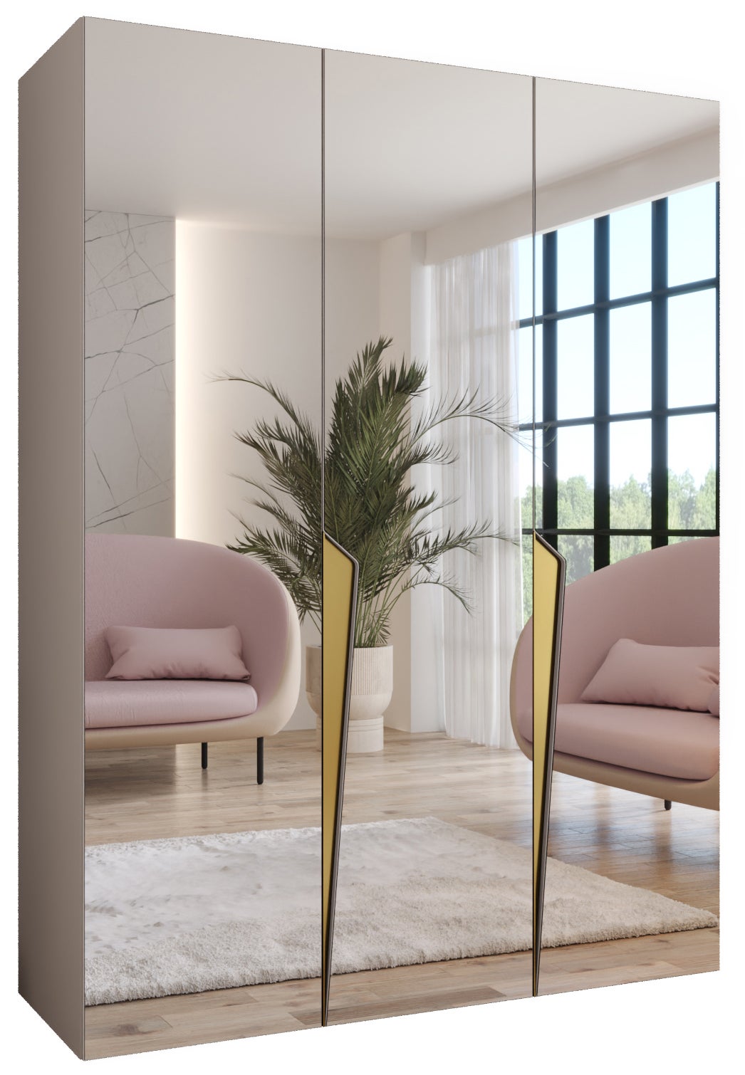 Szafa uchylna otwierana Piano 3 150 x 52 x 202 cm kaszmir + u. złoty