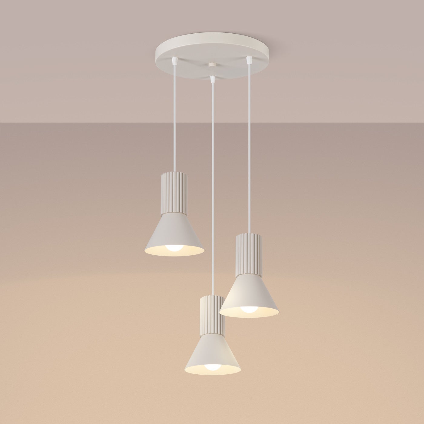 Lampa sufitowa ryflowana ESTRIA beżowa 3xE14x15W metal wym:120x30x30cm IP20 Sollux Lighting - 4