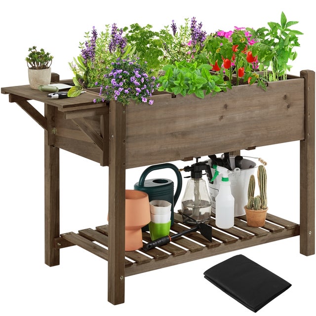 Carré Potager sur Pieds Extérieur Carré à Plantes en Bois Jardinière Yaheetech