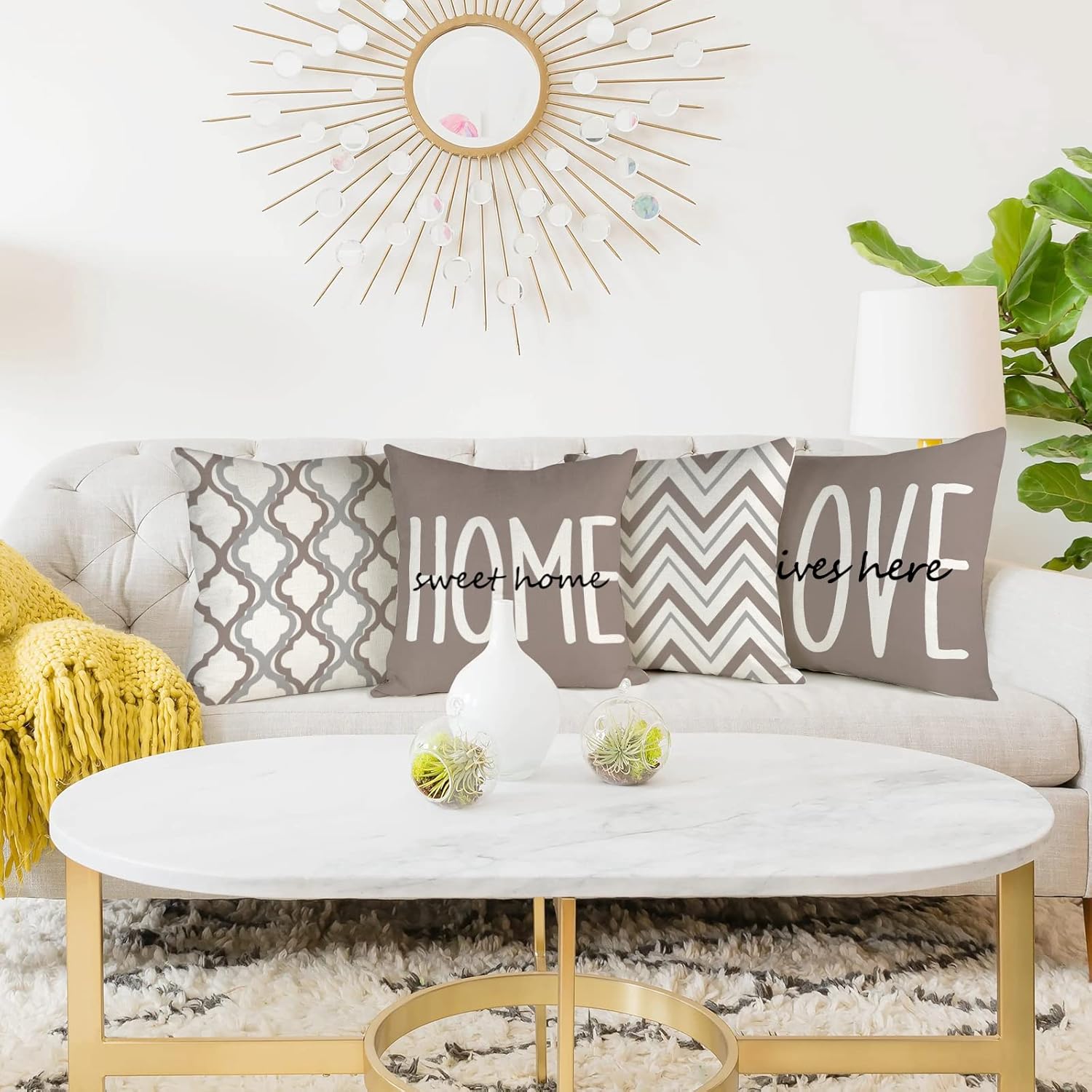 HPUK Set di 4 federe decorative per cuscini in lino dal design
