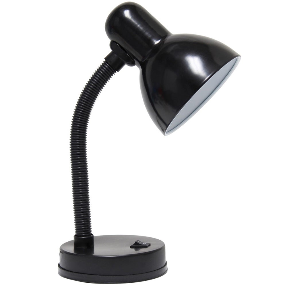Lampa stołowa z gwintem E27, ochrona oczu, wąż, światło trójkolorowe, wymienna żarówka, włącznik jednoprzyciskowy – czarna