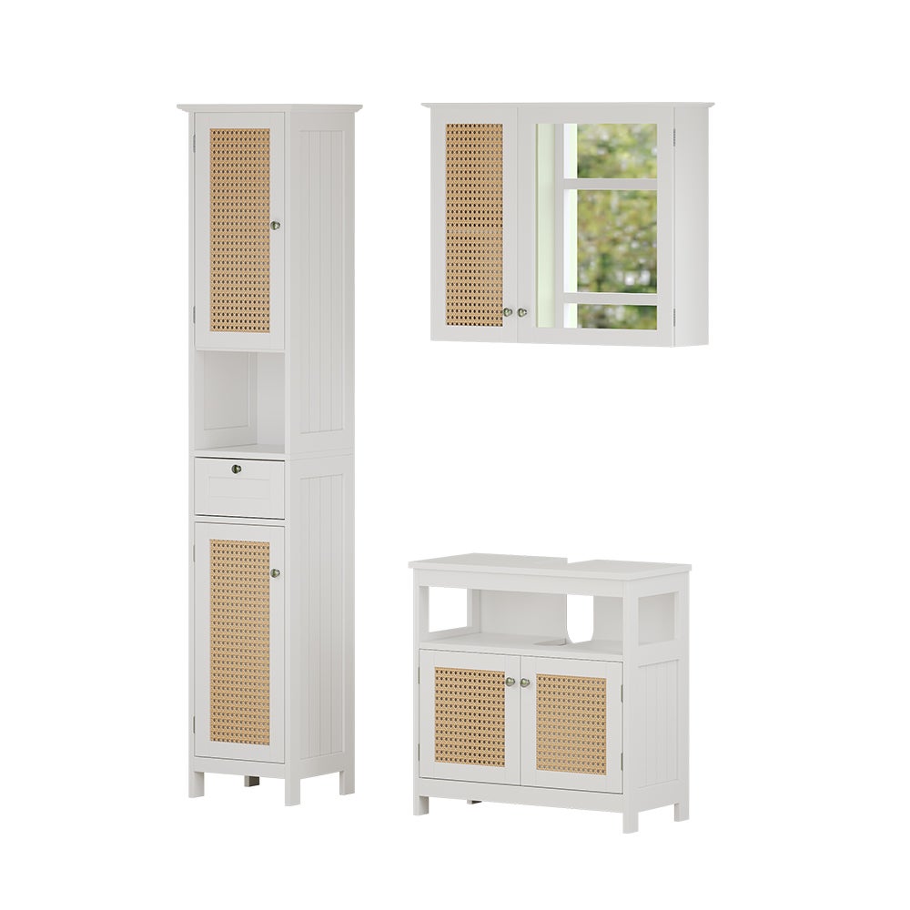 Vicco Zestaw mebli łazienkowych Rosario, Biały, 3 części, z modułem wysokim