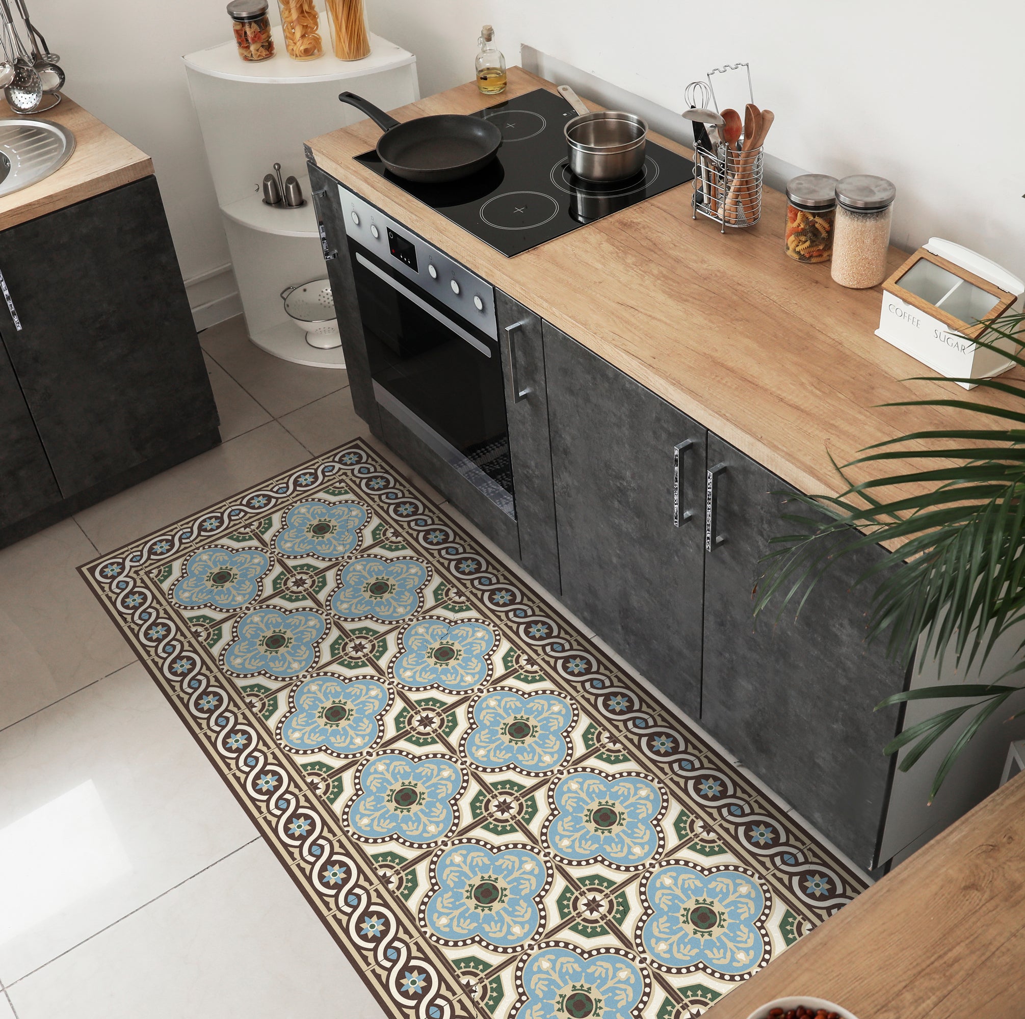 Tapis antidérapant en vinyle Diva 50x140 cm - PVC imprimé, lavable, ignifuge, pour le salon et la cuisine - 5