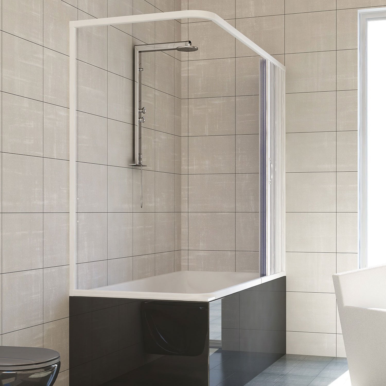 Pare baignoire douche en Plastique PVC mod. Nadia 70x160 cm avec ouverture latérale - 6