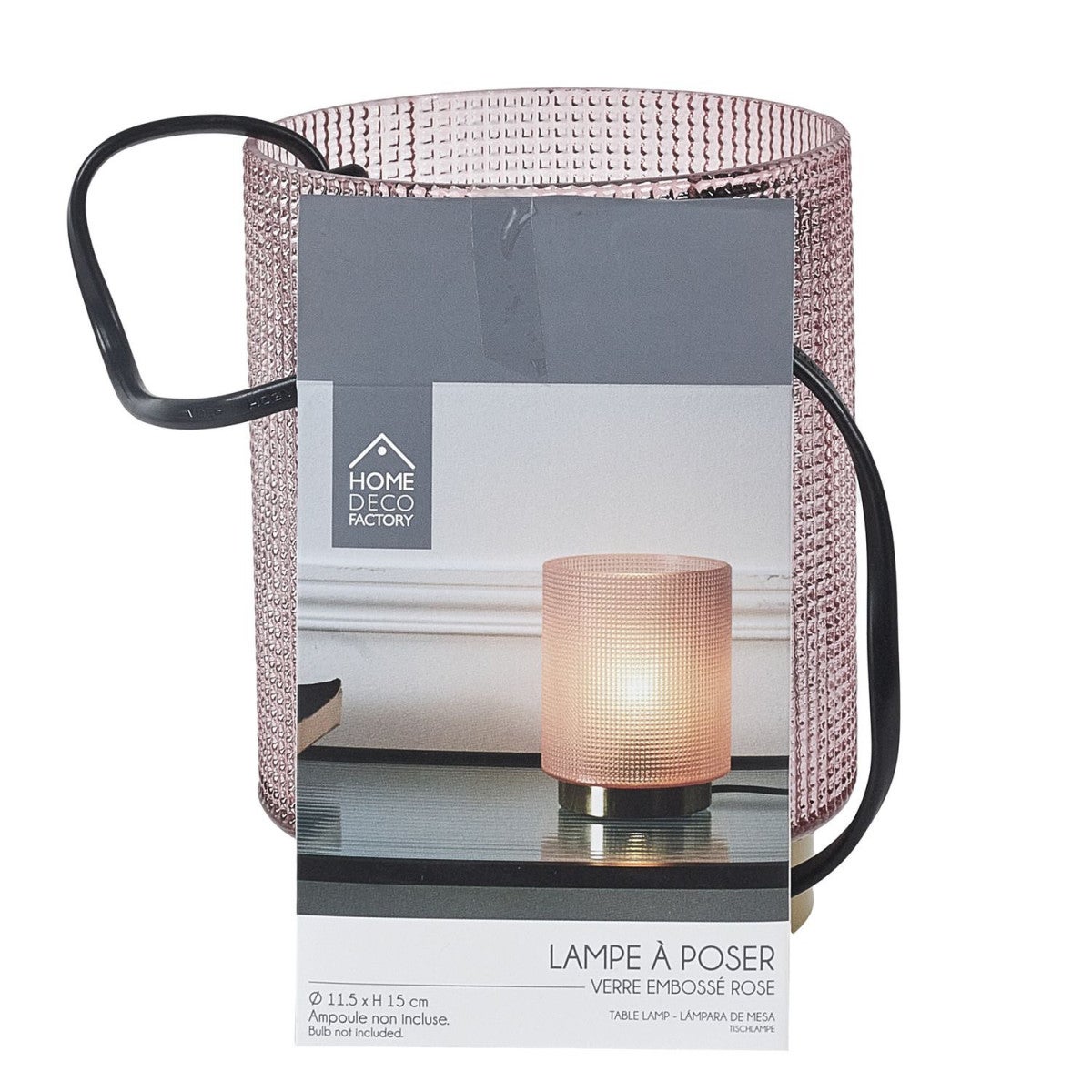 Lampe à Poser - Home Deco Factory - Verre Embossé - Rose - 4