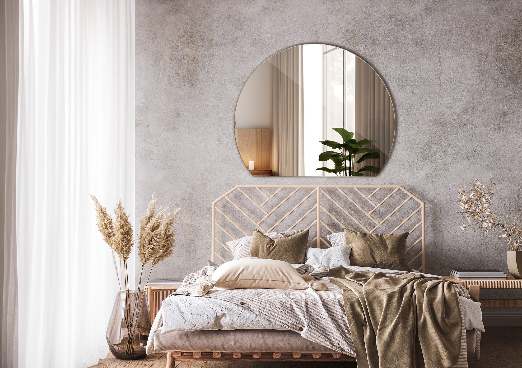 Miroir demi cercle, miroir de lavabo moderne pour salle de bain, maquillage, cercle biseauté, montage mural 100 - 2