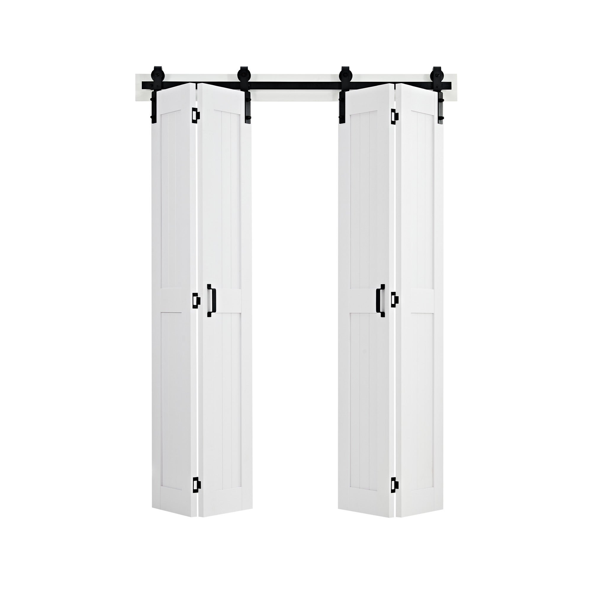 Porta interna scorrevole doppia VEVOR 1524x2134 mm, per camera letto, soggiorno e garage, telaio compatto a forma di H, pannelli preassemblati, bianco - 9