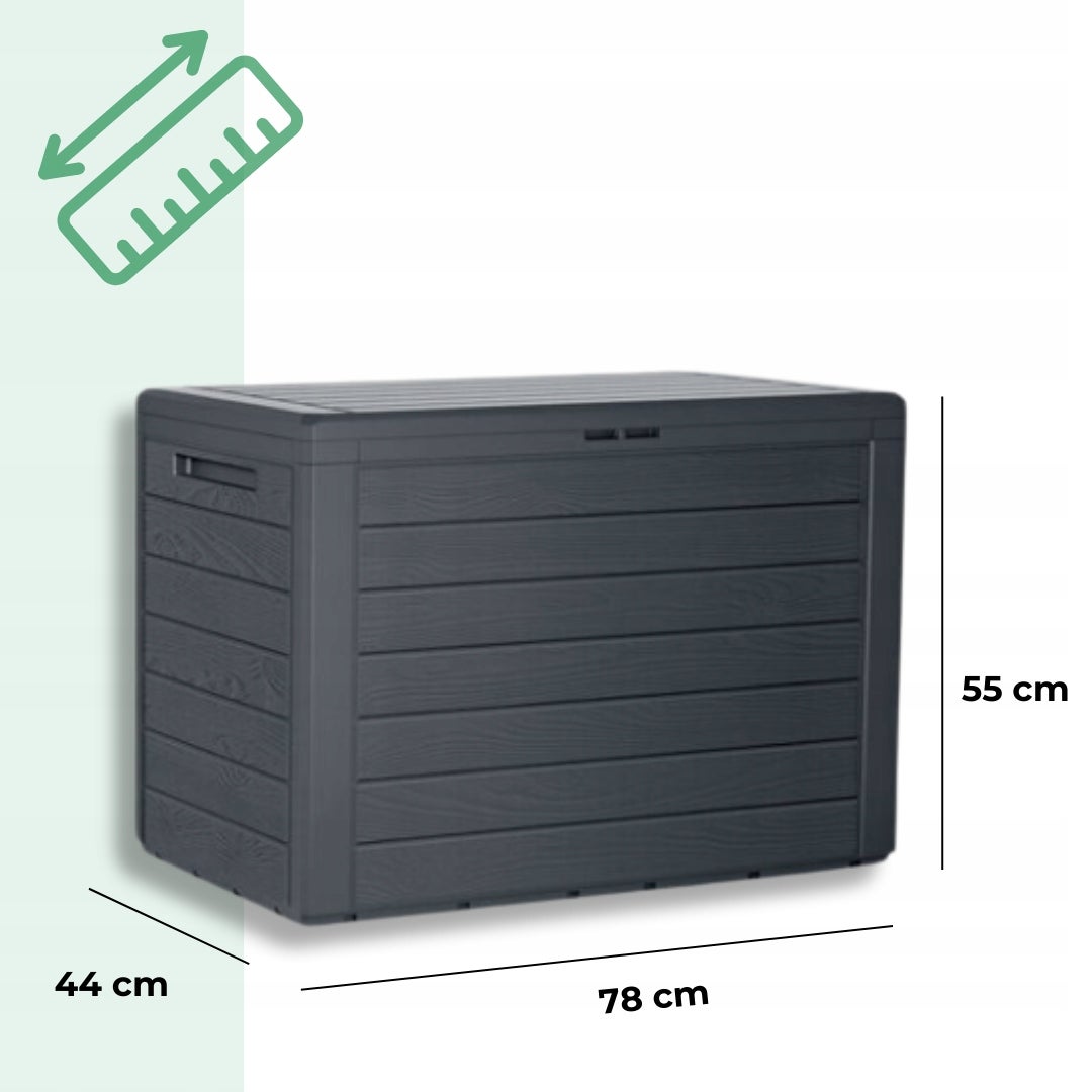 PROSPERPLAST Baul de jardin 190 litros Prosperplast Woodebox de plastico en color antracita 78 x 43,3 x 55 cm - 7