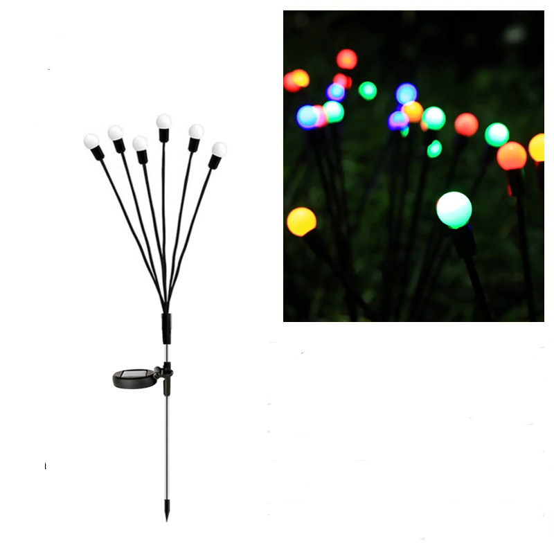 Zewnętrzne lampki solarne, 6 diod LED, wodoodporność IP65, idealne do ogrodów, tarasów, krzewów i dekoracji (wiele kolorów)