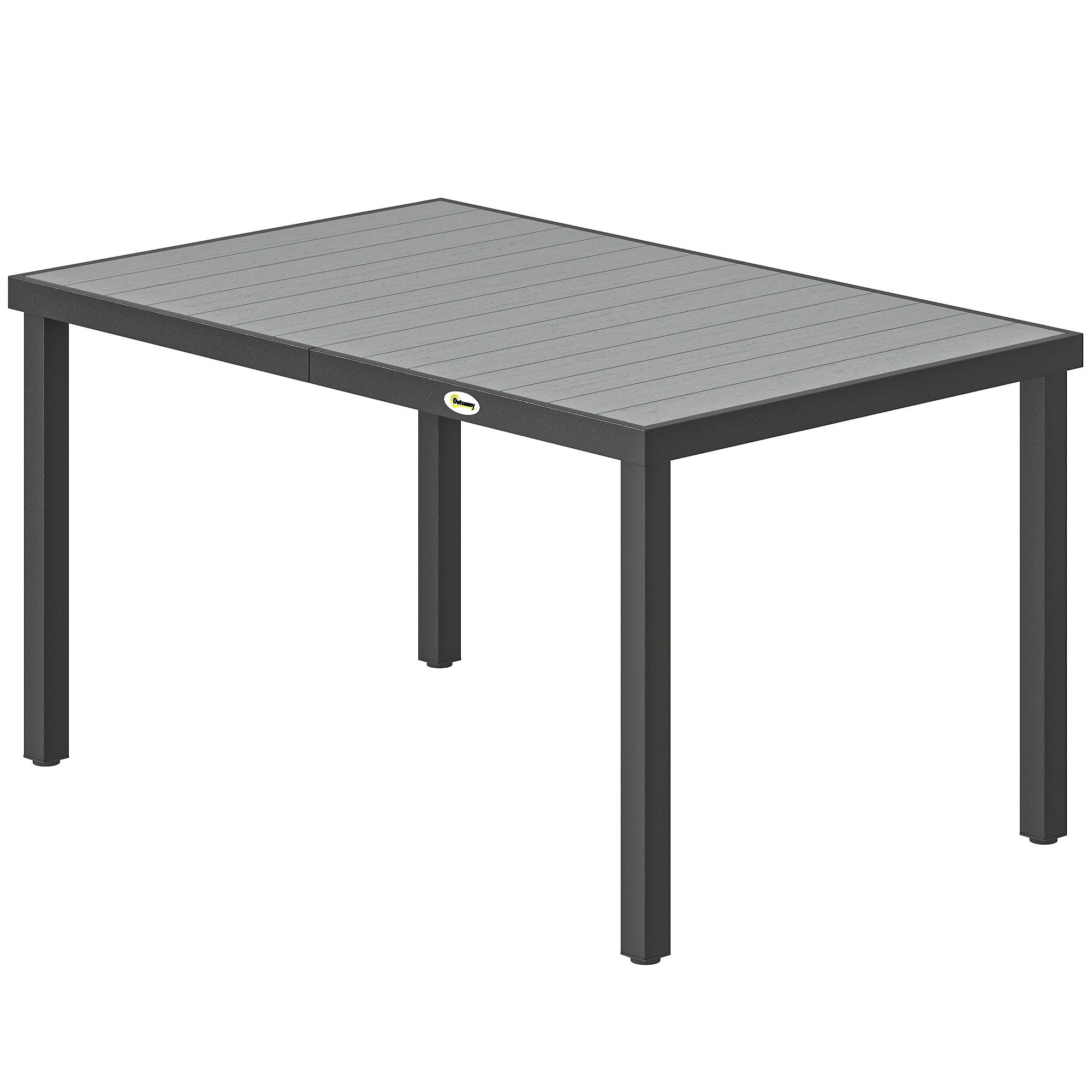 Table de jardin pour 4 à 6 personnes, table de repas d'extérieur avec plateau à lattes, 140 x 90 x 74 cm, grise - 2