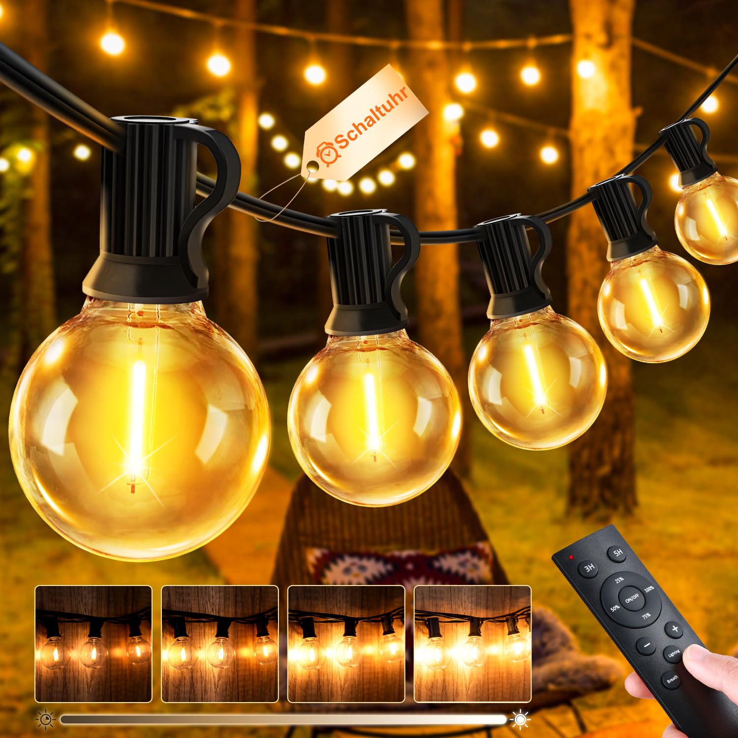 YAZEKY Catena Luminosa da Campeggio Avvolgibile,10M Ricaricabile USB Stringa di Luci da Campeggio,IPX4 Impermeabile Lampada da campeggio,5 luminosità Luce da Campeggio(Bianco caldo