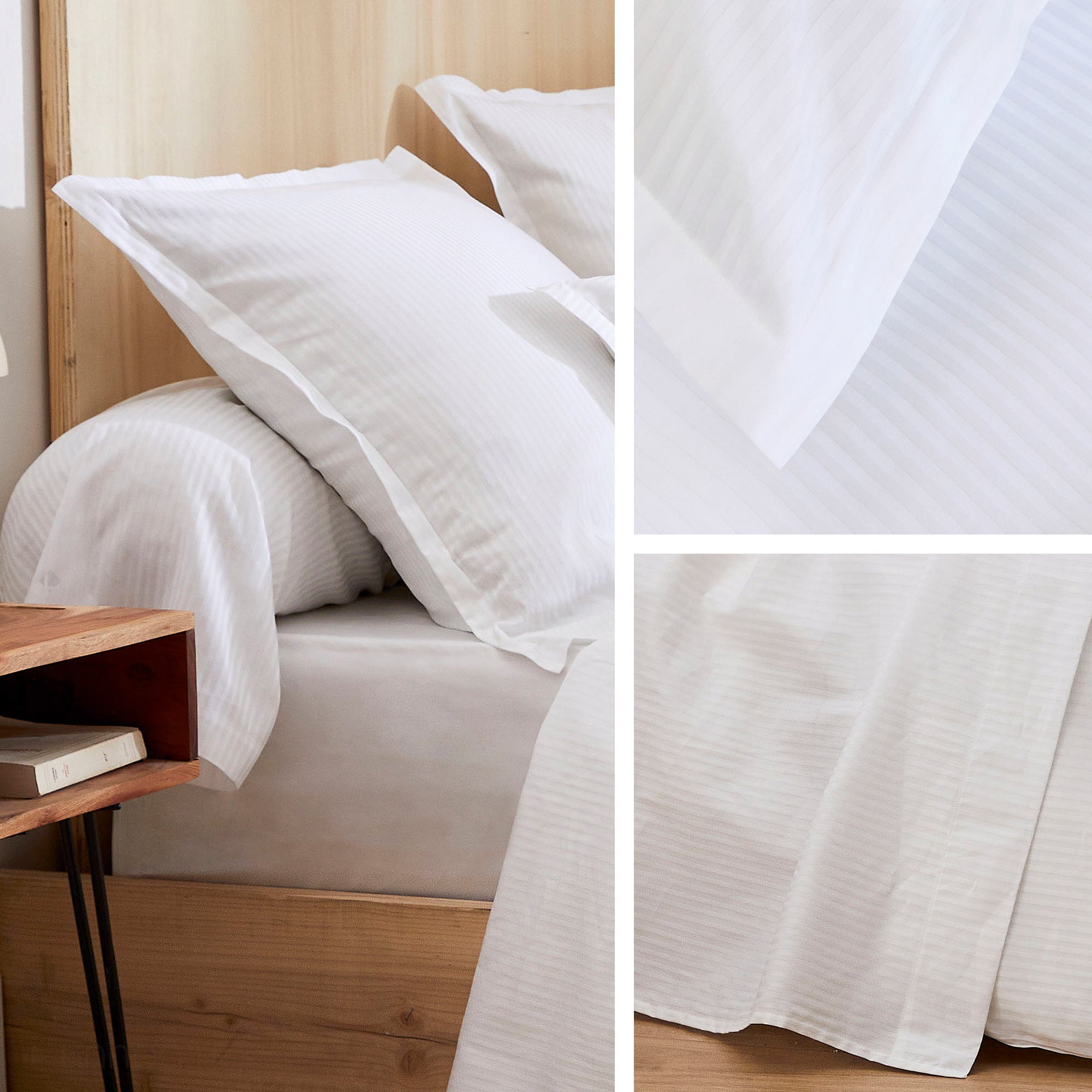 Drap plat 240x310 cm en 100% satin de coton GRAND HÔTEL blanc - 3