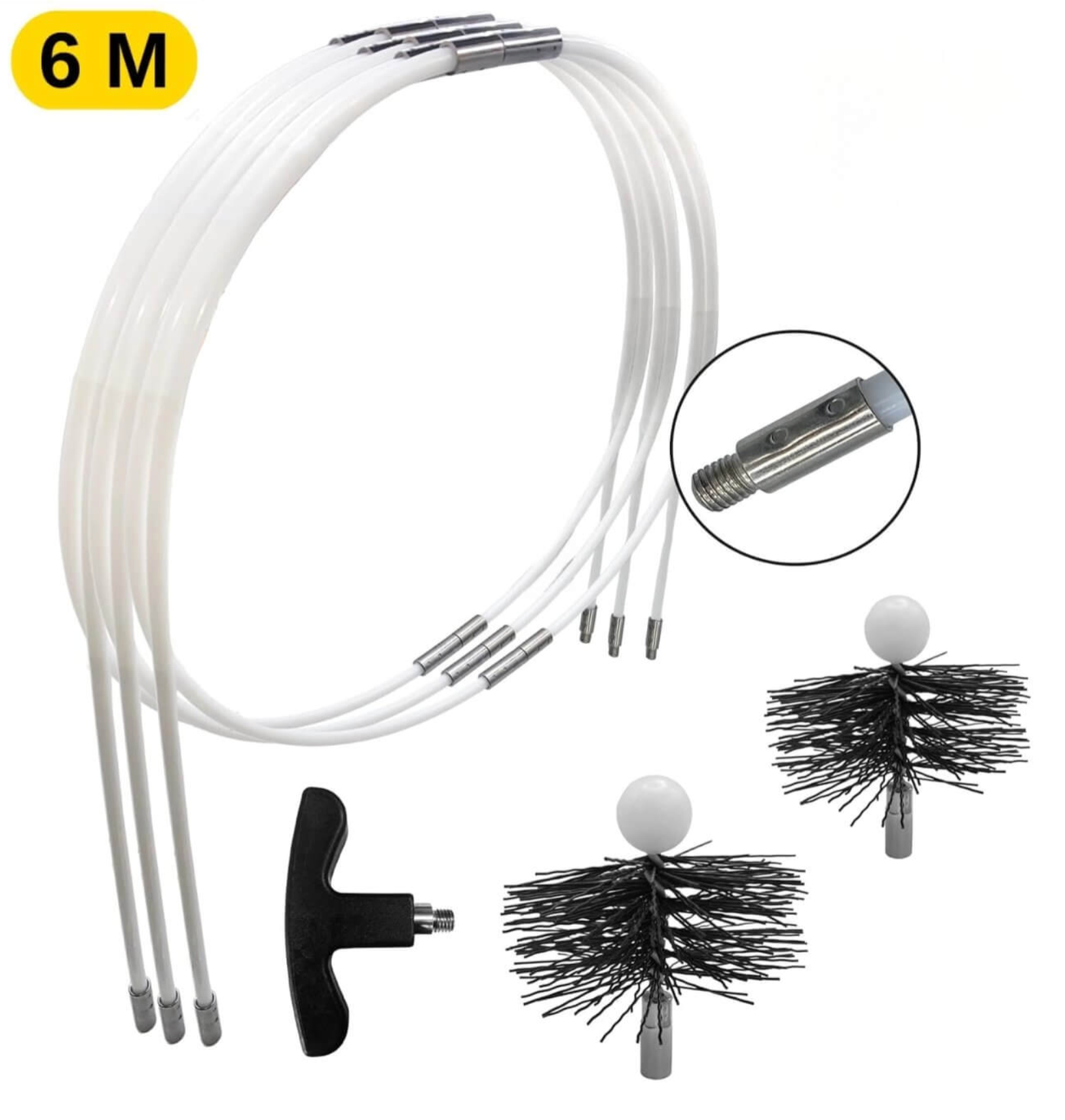 Kit de ramonage - poêles à bois et pellets - 6 métres - Lot de 2 brosse ...