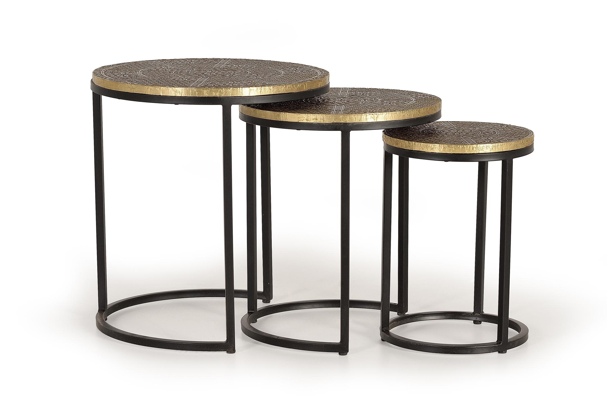 Brązowe stoliki kawowe Duży stolik: 44 cm, Średni stolik: 38 cm, Mały stolik: 28 cm - 49x44x44 GYC