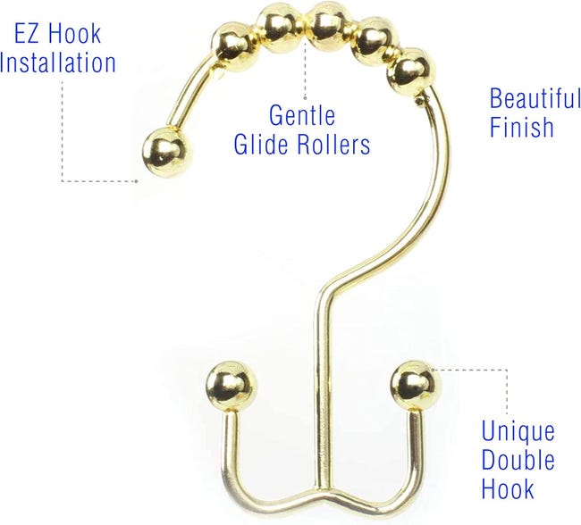 Ganci doppi per tenda da doccia antiruggine (set da 12) - Anelli Ganci doppi per tenda da doccia antiruggine (set da 12) - Anelli