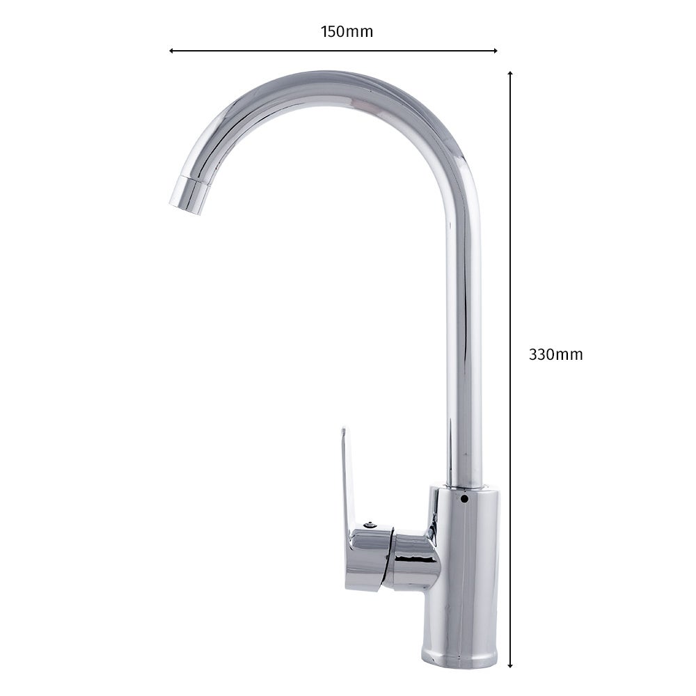 Rubinetto da cucina in ottone / zinco, cromato, acqua calda e fredda, tubi flessibili, beccuccio alto, maniglia singola [QLI-FA- - 2