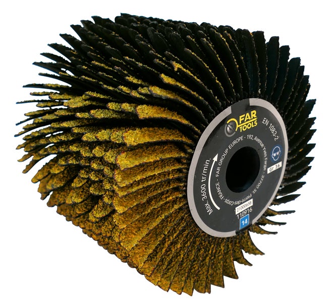 Brosse à lanières abrasives grain36 Ø120mm/L100mm