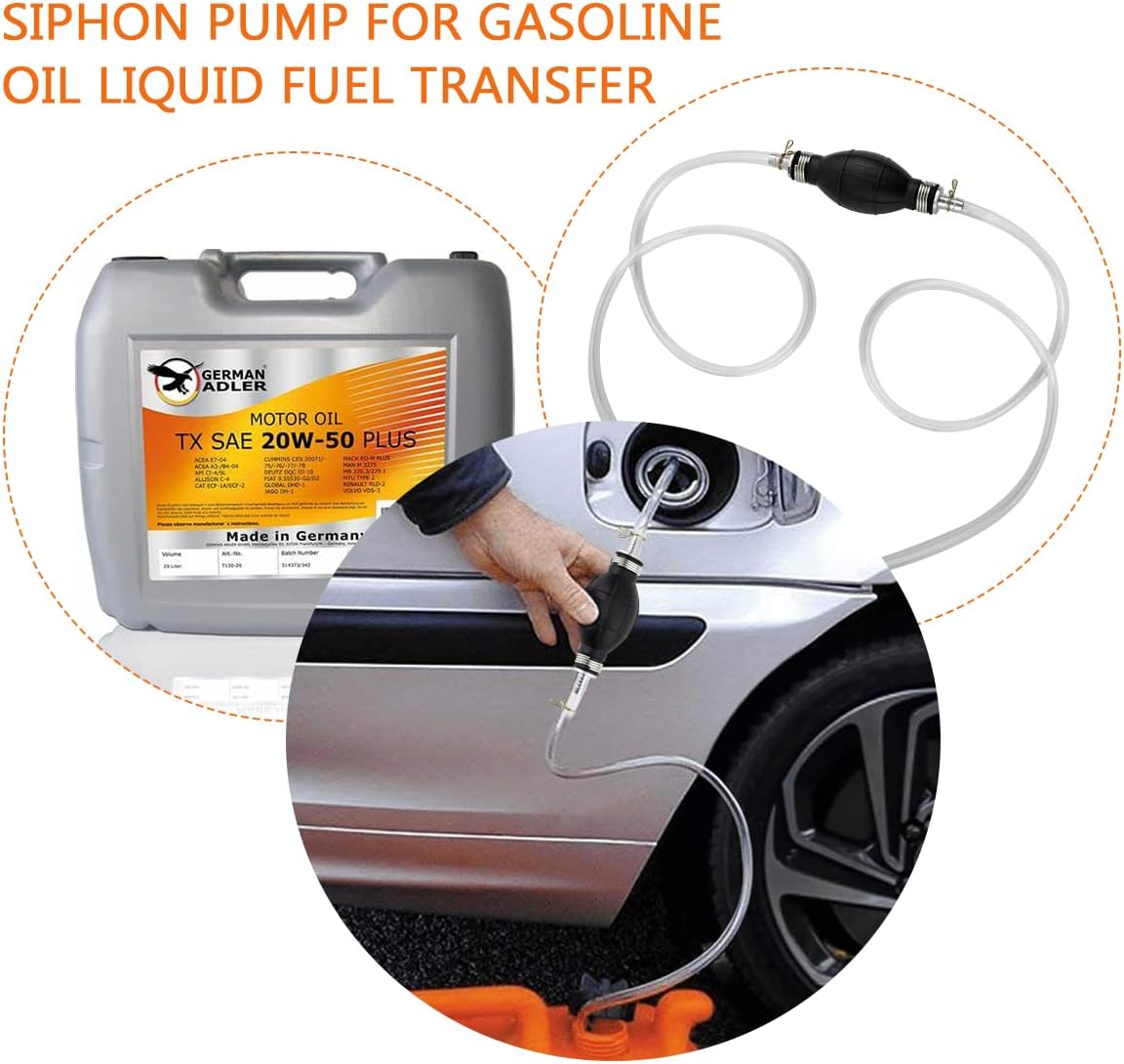 Pompe Transfert l'eau Manuelle Siphon Transfert Carburant Voiture pour solvant d'essence d'aqueduc Liquide Diesel, gaz avec Le Tuyau Total de 2M - 3