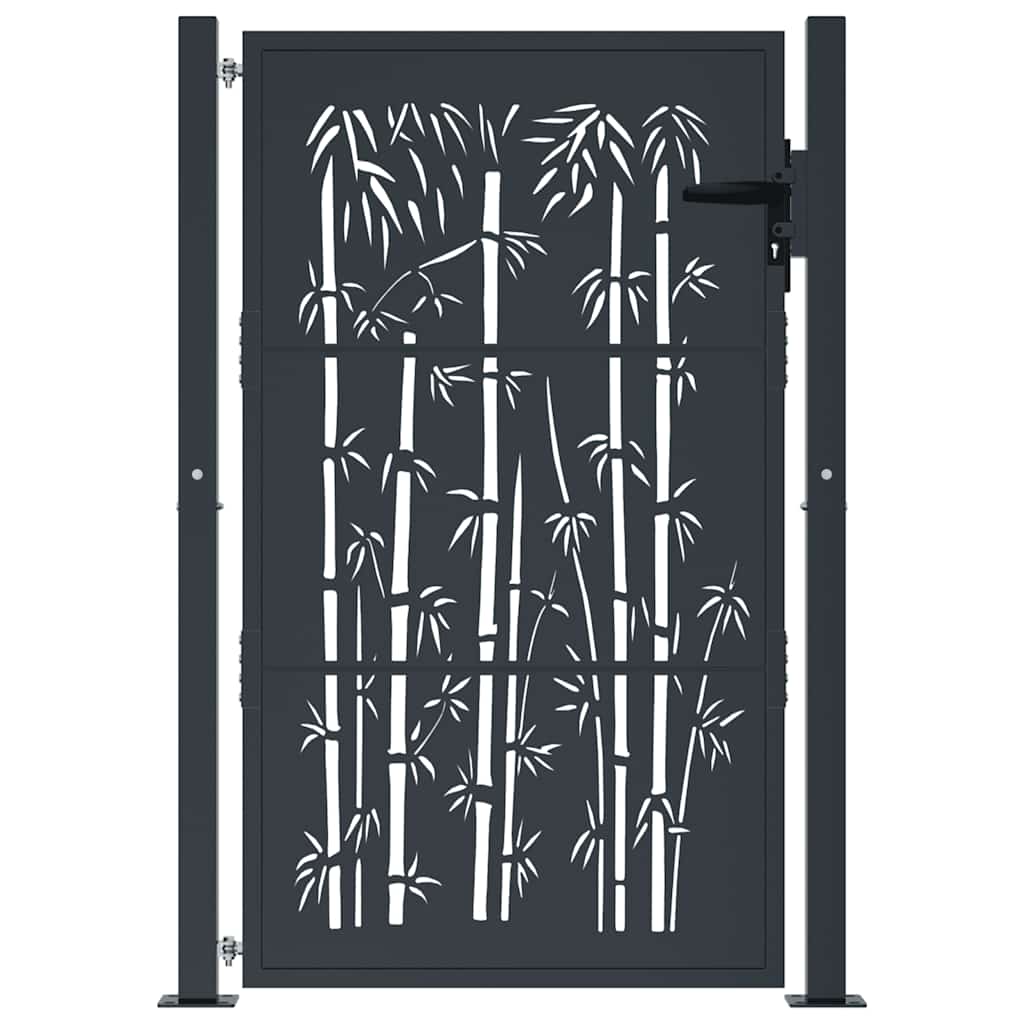 vidaXL Portail de jardin Anthracite 100x150 cm Acier Design Bambou - 3