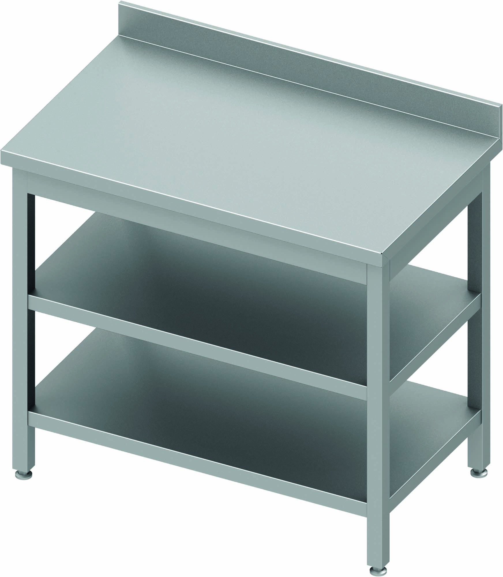 Table de Travail Inox Avec 2 Etagères & Dosseret - Gamme 700 - Stalgast ...