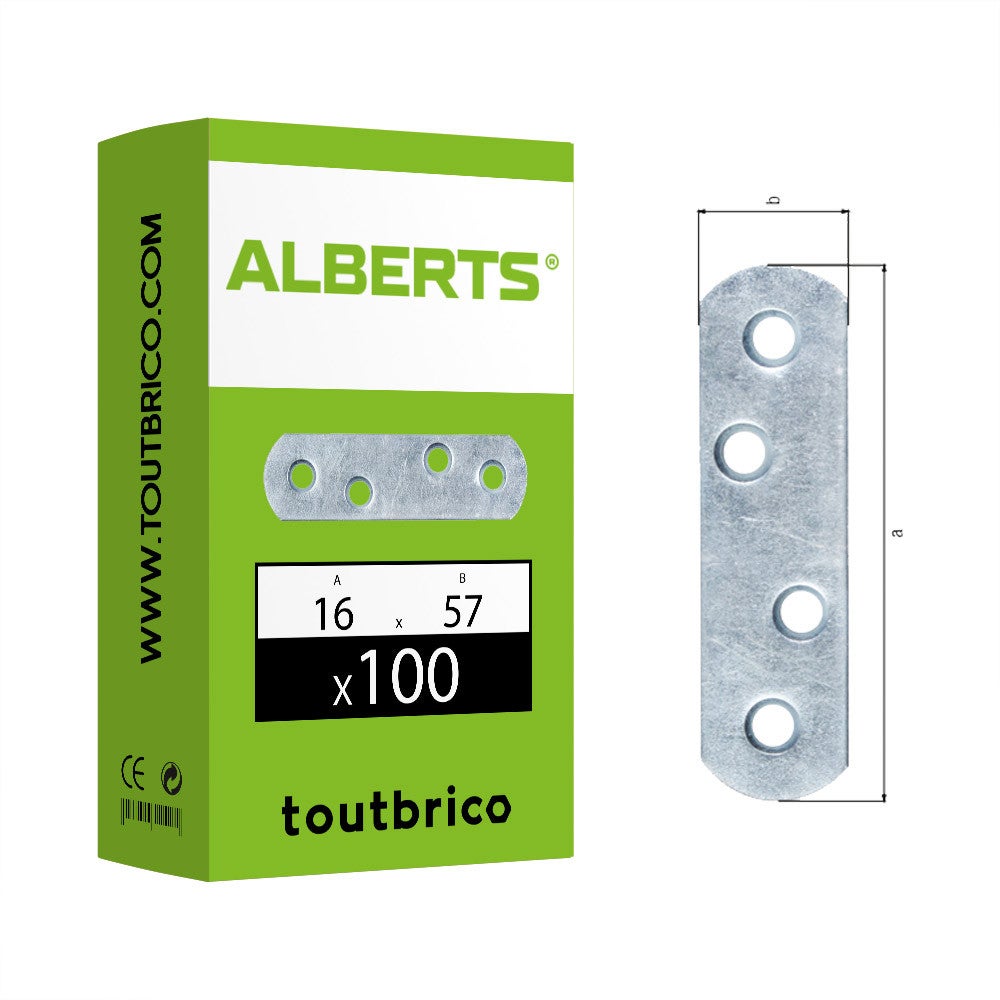 Boite 100 platines d'assemblage bouts ronds 16 x 57mm - Alberts | Leroy ...