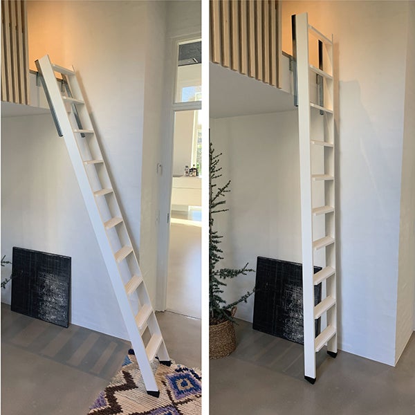 Echelle de meunier rabattable Blanc RAL 9010 10 marches - Hauteur de sol à sol 2,37m - EC-MEZZ-RAB-B-10 - 3