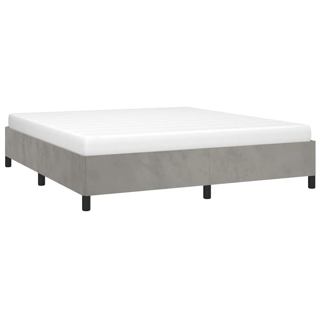 Cadre de lit sans matelas, gris clair, California, velours - 4