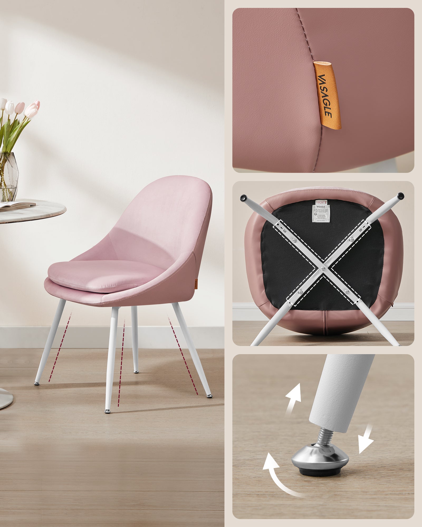 Lot De 2 Chaises Salle à Manger Velours 4 Couleurs Grisvertbleurose Avec Coussin Doux Et Pieds Metal