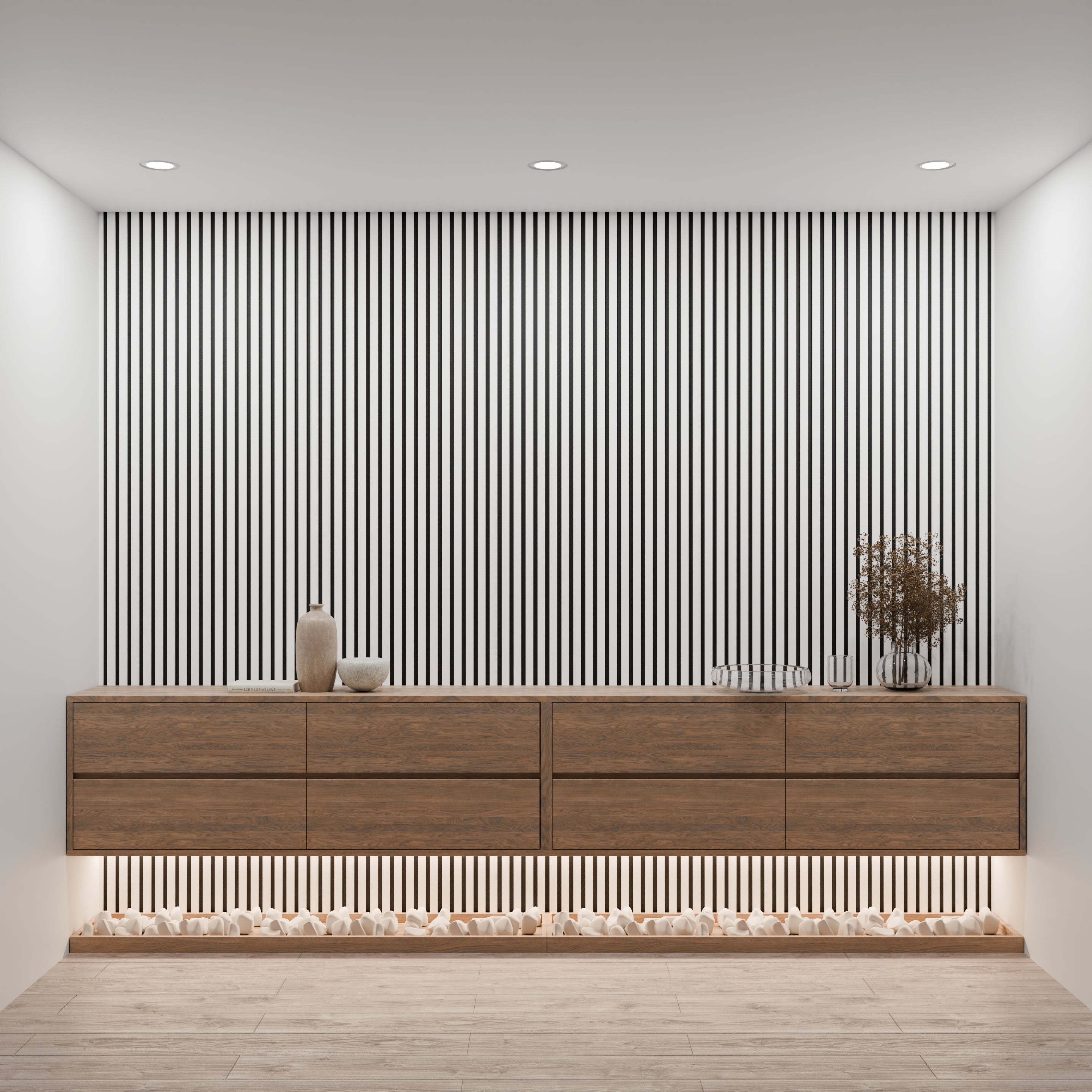 Lot 4 pièces – Panneau Acoustique – Blanc Cuir – Feutrine Noir – 240x60x1.1cm - 2