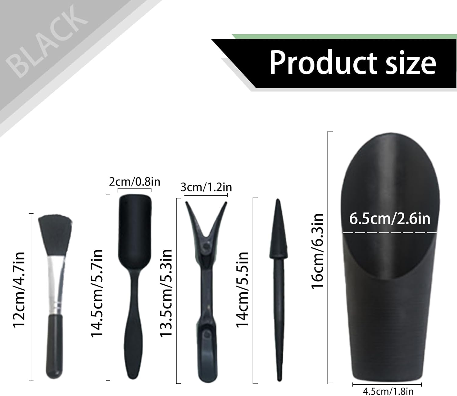 (Noir) Lot de 5 Outils de Plantation pour Plantes Grasses avec Brosse de Nettoyage, Outils de rempotage pour Jardin et Plantation à la Maison - 2