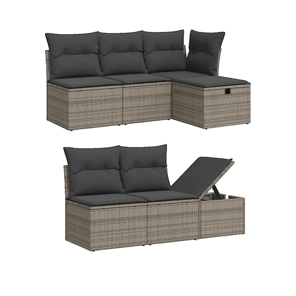 Zestaw mebli ogrodowych vidaXL 8 szt szary rattan modułowy