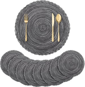 SHACOS Set di 6 Tovagliette Rotonde Blu, 38cm