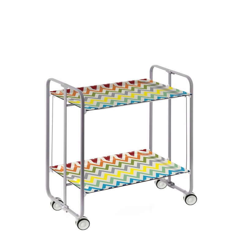 Don hierro - carrito auxiliar plegable bauhaus con ruedas – armazón metálico gris, 2 niveles, 4 posiciones ajustables-