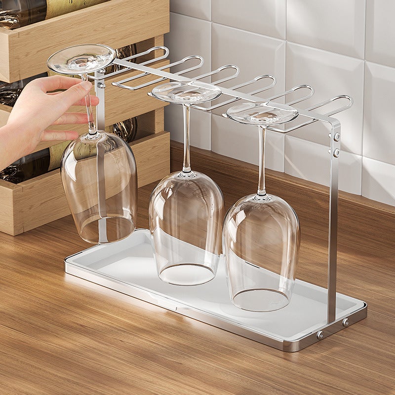 Étagère suspendue pour verres à vin en acier inoxydable noir – 39×16,5×28 cm, gain de place et design élégant pour flûtes et verres à pied | Leroy Merlin