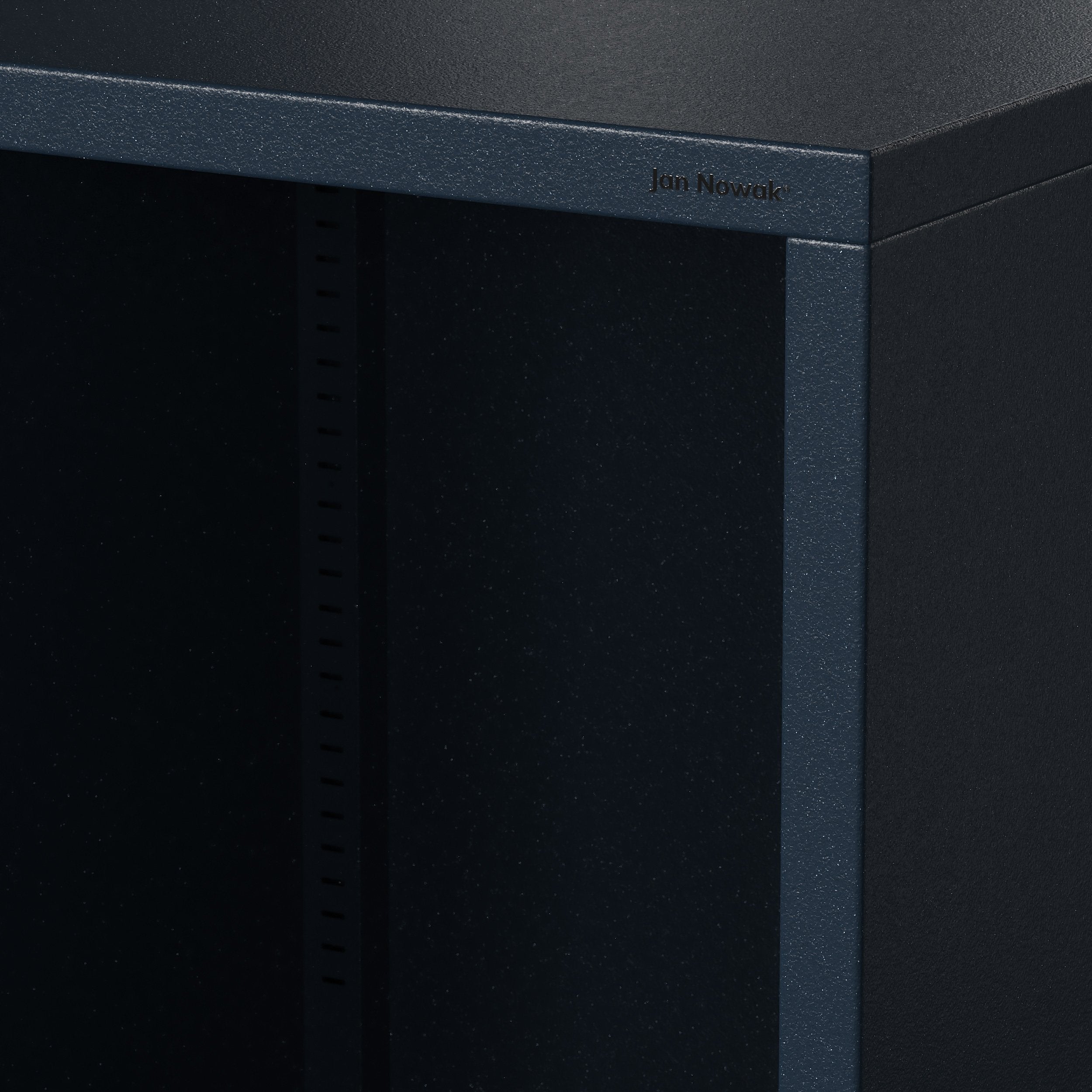 Estantería baja de metal LUCA | Mueble de almacenamiento infantil, salón, estilo industrial | 100 × 90 × 35 cm | Azul oscuro - 6