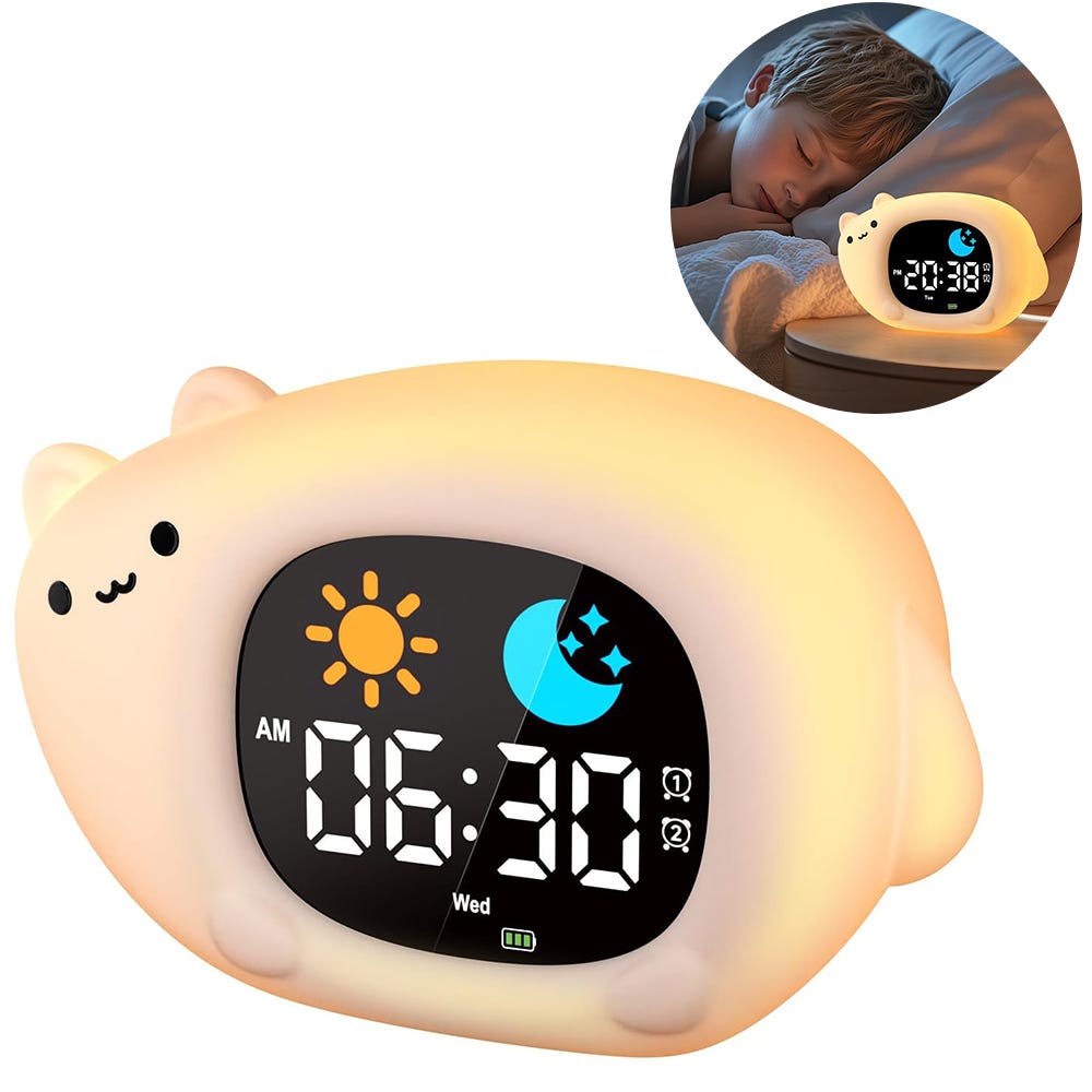 Réveil Enfant Educatif Jour Nuit 2 Alarme 12/24 Heure Snooze Luminosité de l 'Ecran Réglable 7 Couleurs 10 Chansons Arrêt | Leroy Merlin Réveil Enfant Educatif Jour Nuit 2 Alarme 12/24 Heure Snooze Luminosité de l 'Ecran Réglable 7 Couleurs 10 Chansons Arrêt | Leroy Merlin