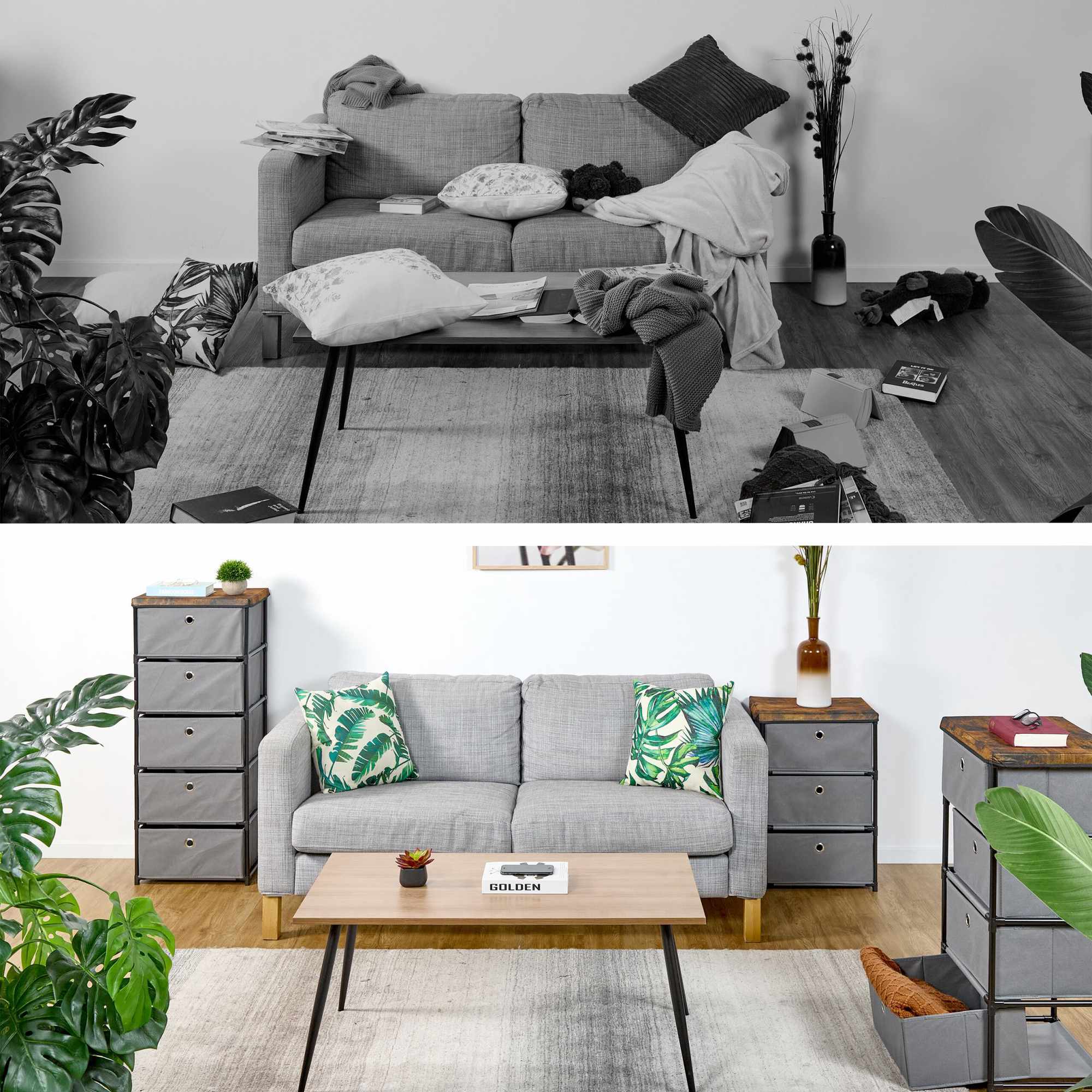 Commode design en bois avec tiroirs en tissu | Leroy Merlin