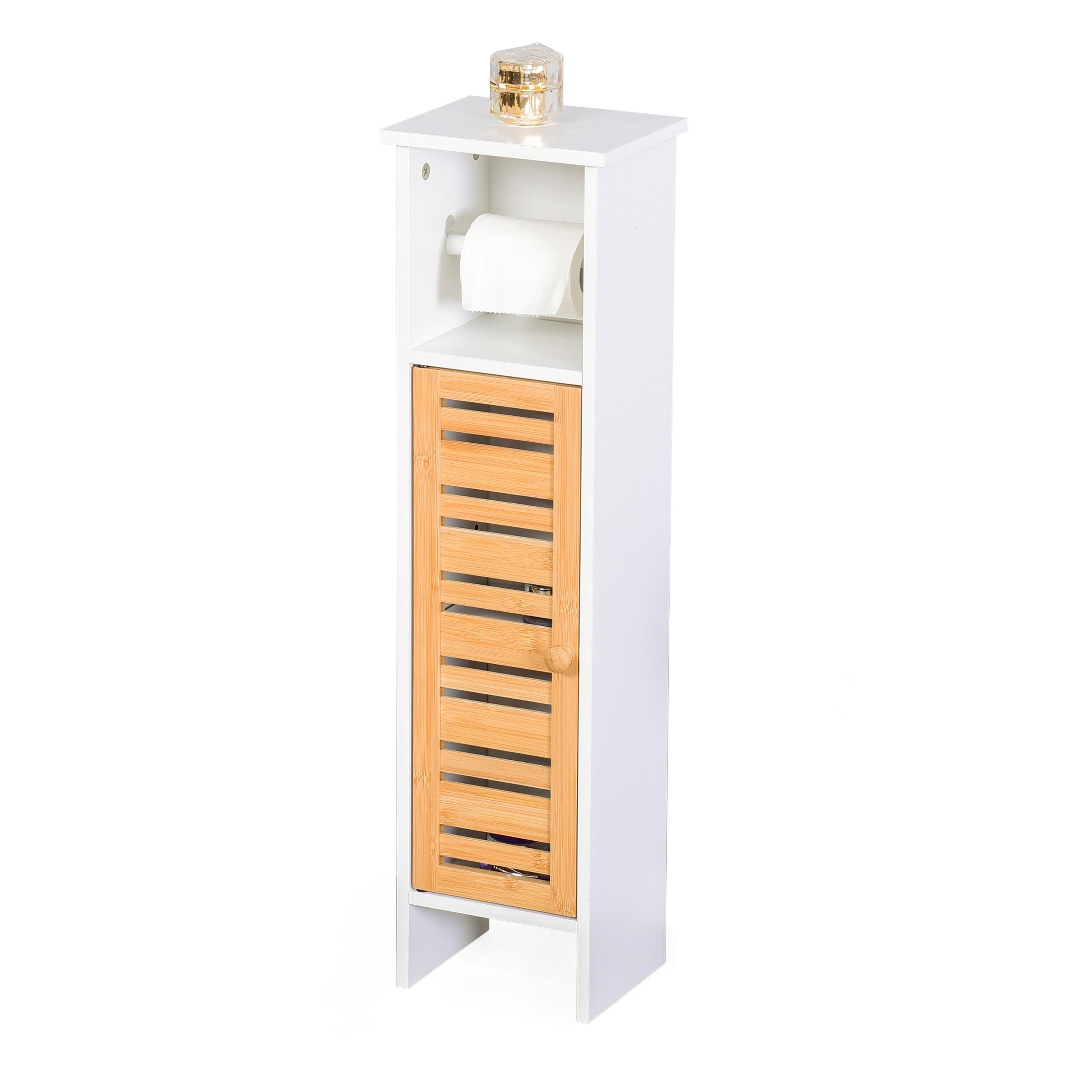 Porte Papier Toilette Vertical Relaxdays Pour 5 Rouleaux - Meuble Rangement Blanc 78,5 Cm