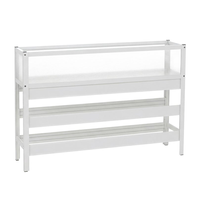 Podwyższona grządka HWC-P96, grządka warzywna/kwiatowa, donica, pojemnik na rośliny, aluminium przezroczyste, 82 x 120 x 30 cm ~ biały