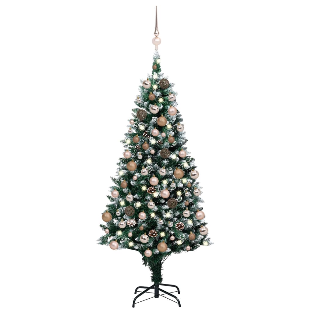 Sztuczna choinka z LED, bombkami i szyszkami, 180 cm vidaXL
