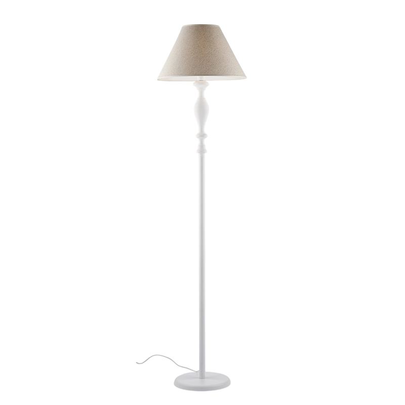 Lampa podłogowa Cascina z drewna i białego żelaza, 1 lampa i klosz śr. 45 .183 Ø45 BL265-PH-BCO