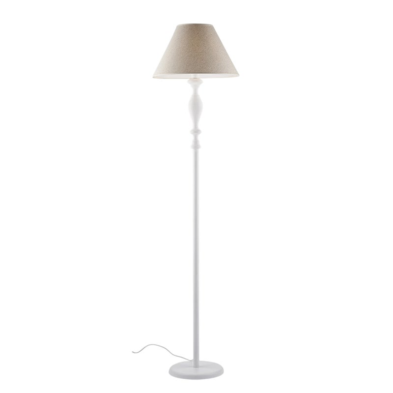 Lampa podłogowa Cascina z drewna i białego żelaza, 1 lampa i klosz śr. 45 .183 Ø45 BL265-PH-BCO