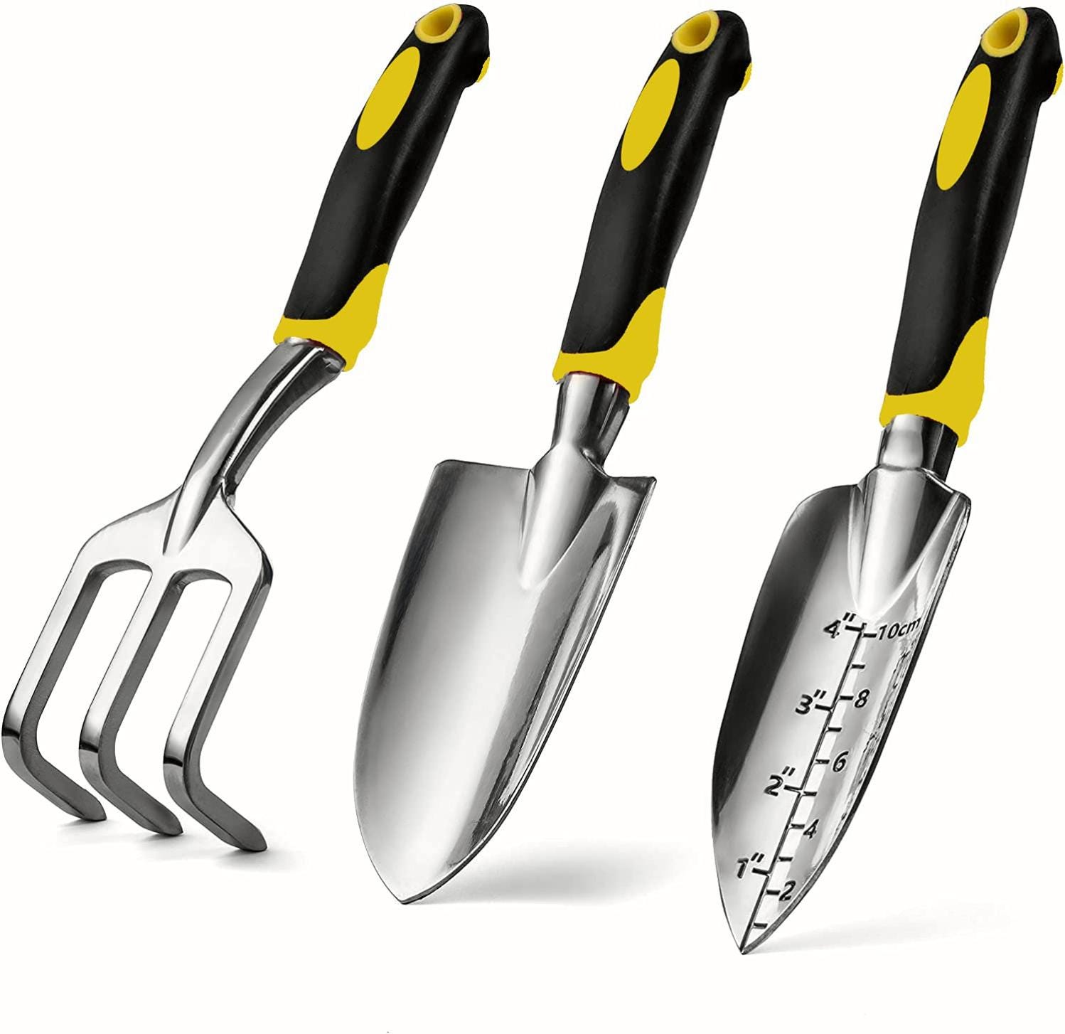 Zestaw narzędzi ogrodniczych - 3-częściowy zestaw ręcznych narzędzi ogrodniczych z wytrzymałego odlewu aluminiowego - z ergonomicznym, antypoślizgowym