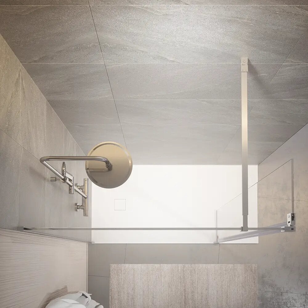 Douche à l'italienne 70 cm + porte 30 cm en verre trempé anti-calcaire 10 mm transparent, profilés chromés | Naxos - 8
